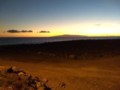 Atardecer con isla la Gomera al fondo, Islas Canarias