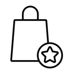 shopping bag and star medal icon, line style