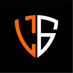 L G initials white orange shield with black background