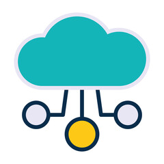 cloud storage icon, line and fill style