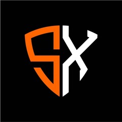  initials white orange shield with black background A B C D E F G H I J K L M N O P I R S T U V W X Y Z