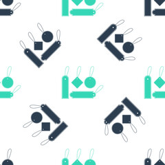 Green Blank labels template price tags set icon isolated seamless pattern on white background. Empty shopping discounts stickers. Template discount banners set. Vector.