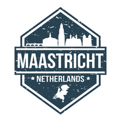 Maastricht Netherlands Travel Stamp Icon Skyline City Design Tourism badge.