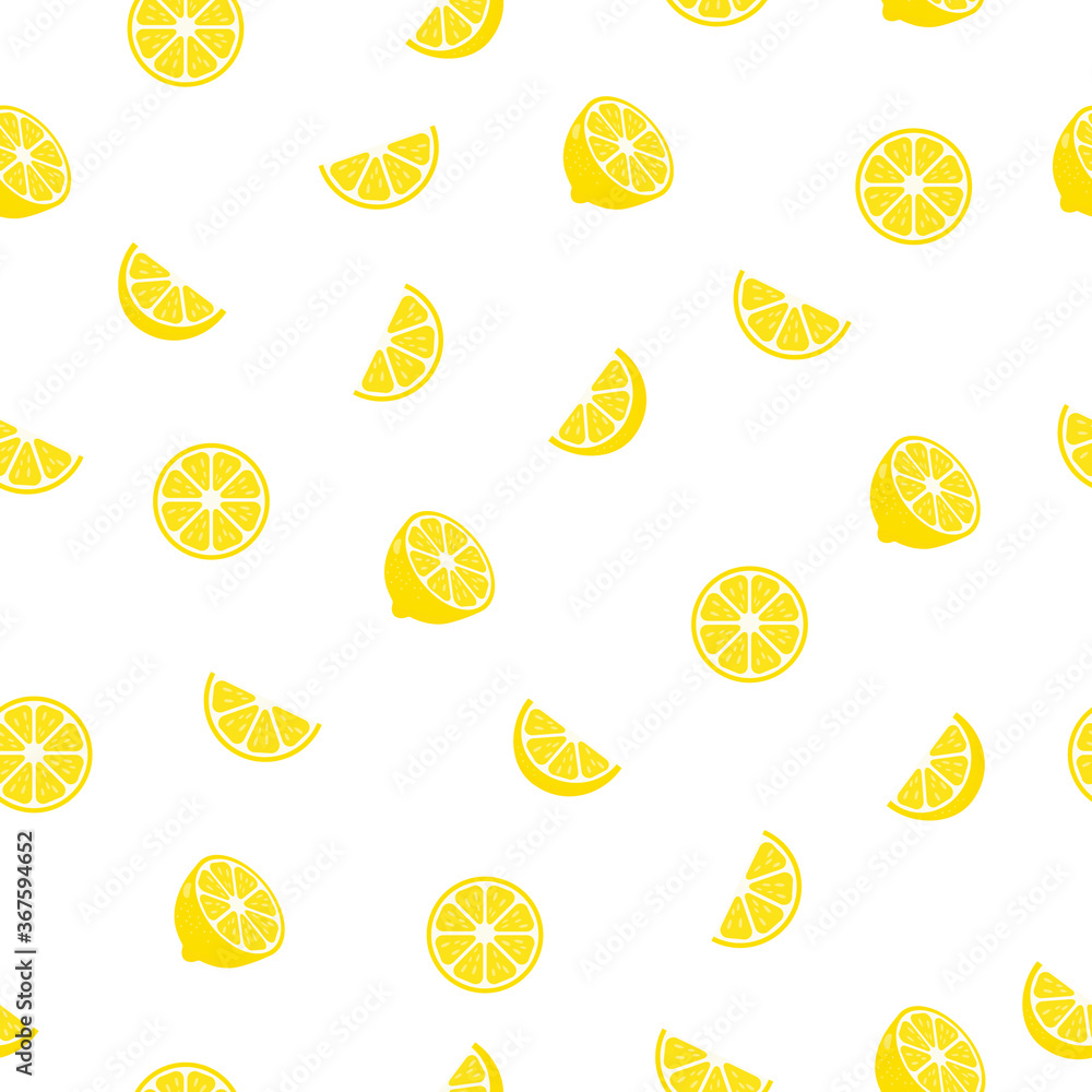 Poster seamless lemon slices pattern vector illustration background