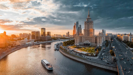 Fototapeta premium Moscow in the dusk. Moscow in the evening. Sunset in the Moscow