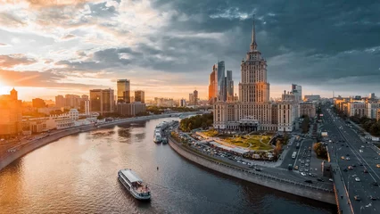 Fotobehang Moskou Moscow in the dusk. Moscow in the evening. Sunset in the Moscow  © Анна Изюмова