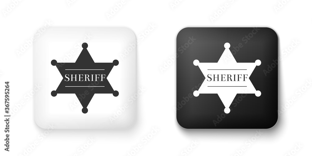 Aufkleber black and white hexagonal sheriff star icon isolated on white background. sheriff badge symbol. squa