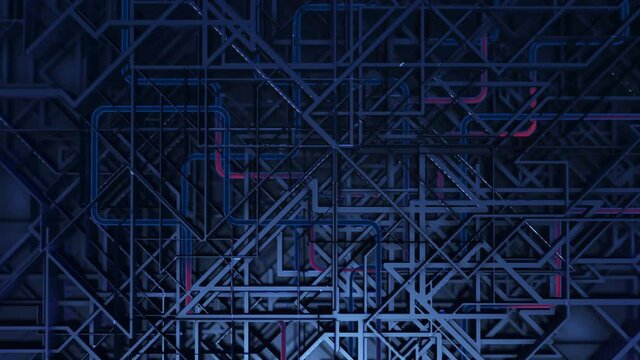 Virtual connection nanostructure futuristic abstract construction grid tech 3D video loop background