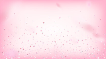 Nice Sakura Blossom Isolated Vector. Tender Blowing 3d Petals Wedding Design. Japanese Funky Flowers Wallpaper. Valentine, Mother's Day Spring Nice Sakura Blossom Isolated on Rose