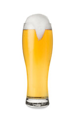 Glass with tasty beer isolated on white