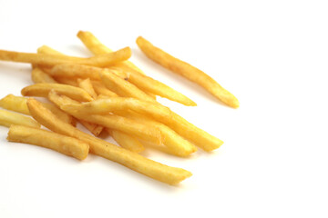 French fries on a white background