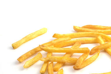 French fries on a white background