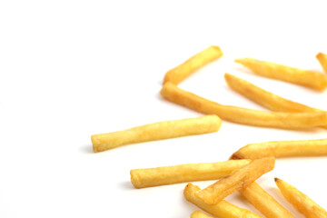 French fries on a white background