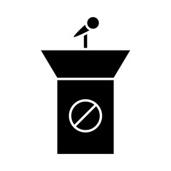 podium with stop ban silhouette style icon vector design