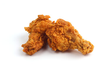 Crispy fried chicken on a white background