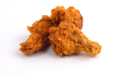 Crispy fried chicken on a white background