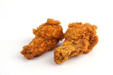 Crispy fried chicken on a white background