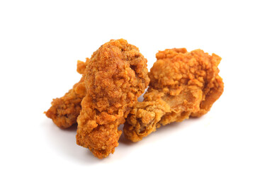 Crispy fried chicken on a white background