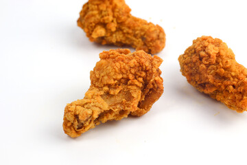Crispy fried chicken on a white background