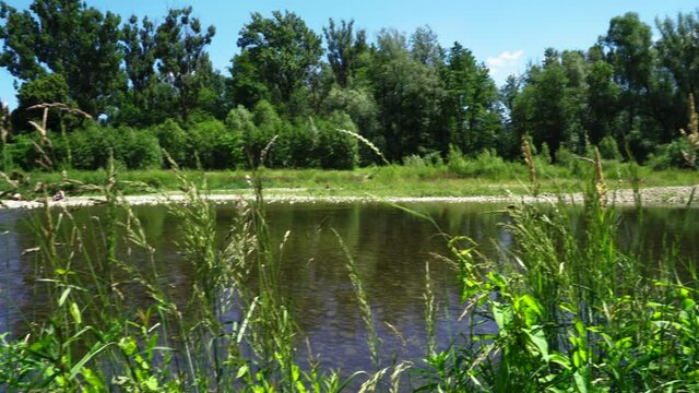 Bielsko Biala, South Poland: Sola river, a right tributary of the Vistula originates in the west Beskids moutain range near the border of Slovakia.