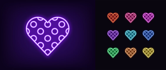 Neon heart icon. Glowing neon heart sign with circle texture