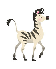 Fototapeta na wymiar Zebra. Cartoon wild animal nature africa tropical character. Safari horse isolated on white background. Cute gradient vector illustration