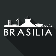 Brasilia Flat Icon Skyline Silhouette Design City Vector Art Famous Buildings.