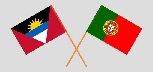 Crossed flags of Antigua and Barbuda and Portugal