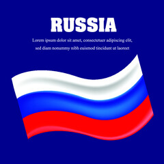 Russia waving realistic flag vector illustration
