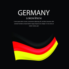 Obraz premium Germany wavy flag vector illustration. Black background