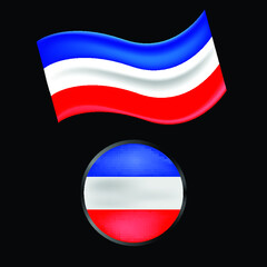 France flag with glossy button. Vector illustration. isolated on a black background