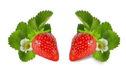 Fresh strawberry isolated on white background with clipping path