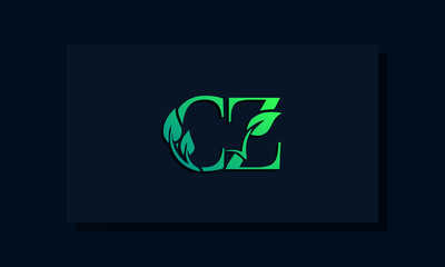 Minimal leaf style Initial CZ logo. - obrazy, fototapety, plakaty