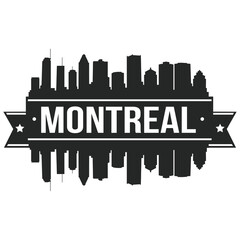 Montreal Skyline Stamp Silhouette. Reflection Landscape City Design. Vector Cityscape Icon.  