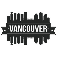 Vancouver Canada Skyline Stamp Silhouette City Vector Design.