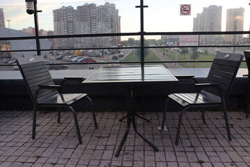 bars summer terrace on roof with street view