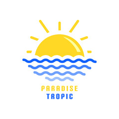 Sea wave sunset logo design template vector isolated on white background