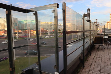 bars summer terrace on roof with street view