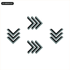 3D Arrow set. Vector illustration. Isolated on a white background