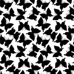Seamless pattern in monochrome colors with butterfly, ornament for wallpaper, fabric or other design