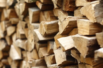The pile of oak firewood