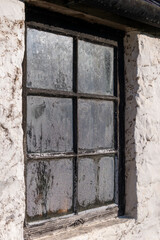 Old window frame with condensation 