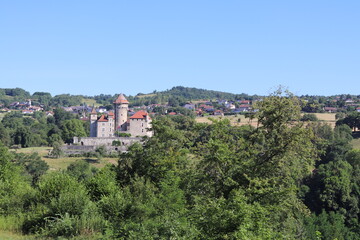Fototapeta na wymiar Le château de Montrottier vu de l'extérieur, ville de Lovagny, département de Haute Savoie, France 