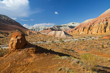 Geological formations in the Aktau Mountains, Kazakhstan