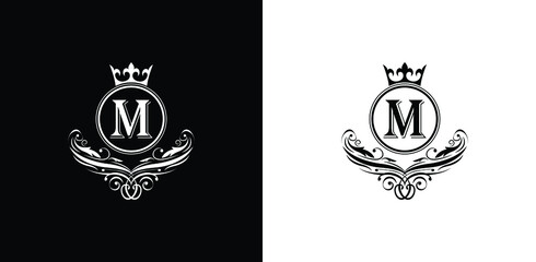 letter M logo Luxury letter with crown.  Monogram alphabet . Beautiful royal initials letter. template logo for design 
