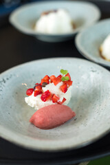 Strawberry Sorbet, Clotted Cream with Fresh Strawberry