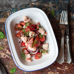 Shrimp Tomato and Red Onion Salad
