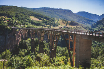 Fototapeta na wymiar Tara Bridge arch bridge over the Tara River in northern Montenegro. 