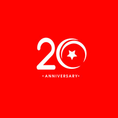 20th anniversary design logotype white color anniversary celebration