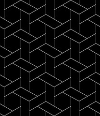 Vector seamless cubic hexagon pattern. Modern stylish thin linear texture.